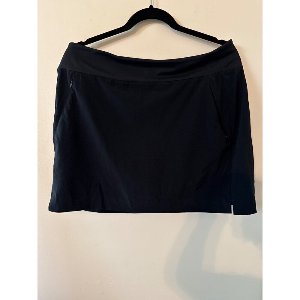 Athleta Black Soho Skort Stretch Women's Black Zip Pockets Lined Size 14
